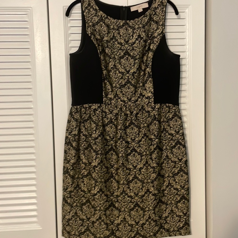 LOFT Black and Gold Dress